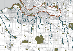 Detail from map of Vancouver's old streams, courtesy of UBC Library and the City of Vancouver